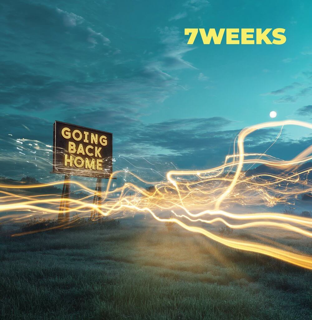 Pochette de l'EP Going Back Home du groupe 7 Weeks, réalisée par Gilles Estines